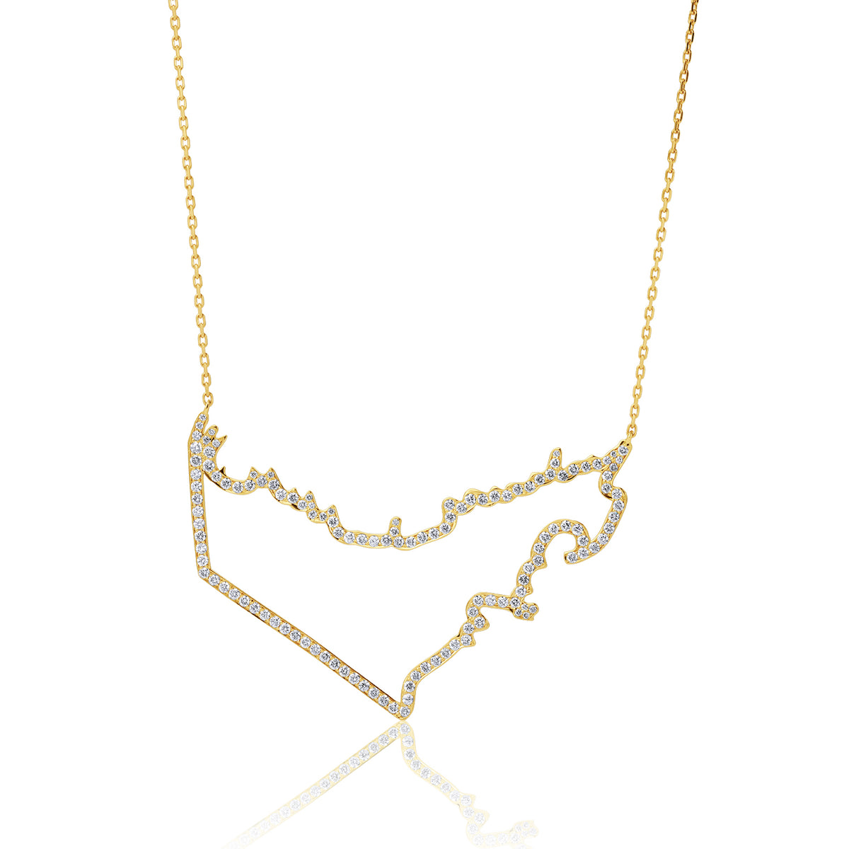 Natural diamond uae map necklace extra large
