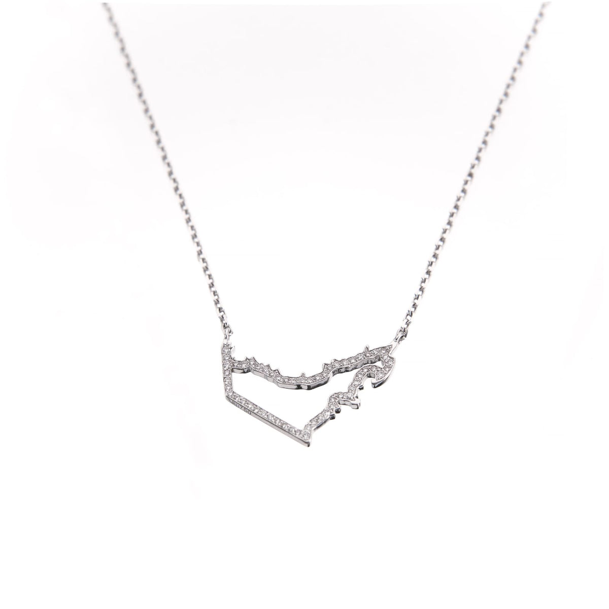 Hollow diamond uae map necklace small
