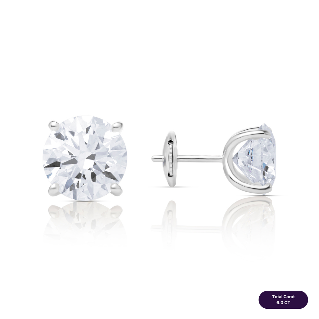 Solitaire Stud Lab Diamond Earrings Round