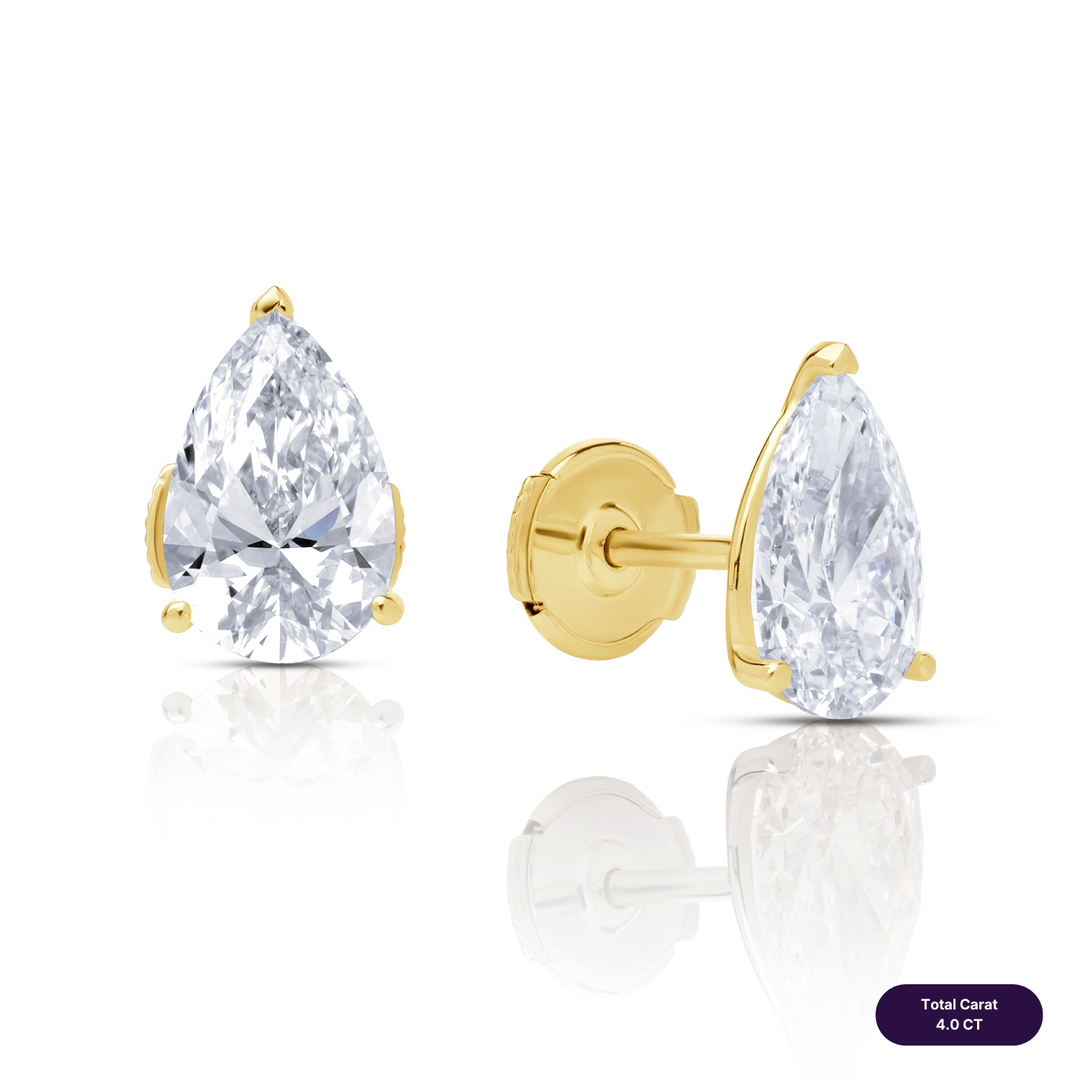 Solitaire Stud Lab Diamond Earrings Pear