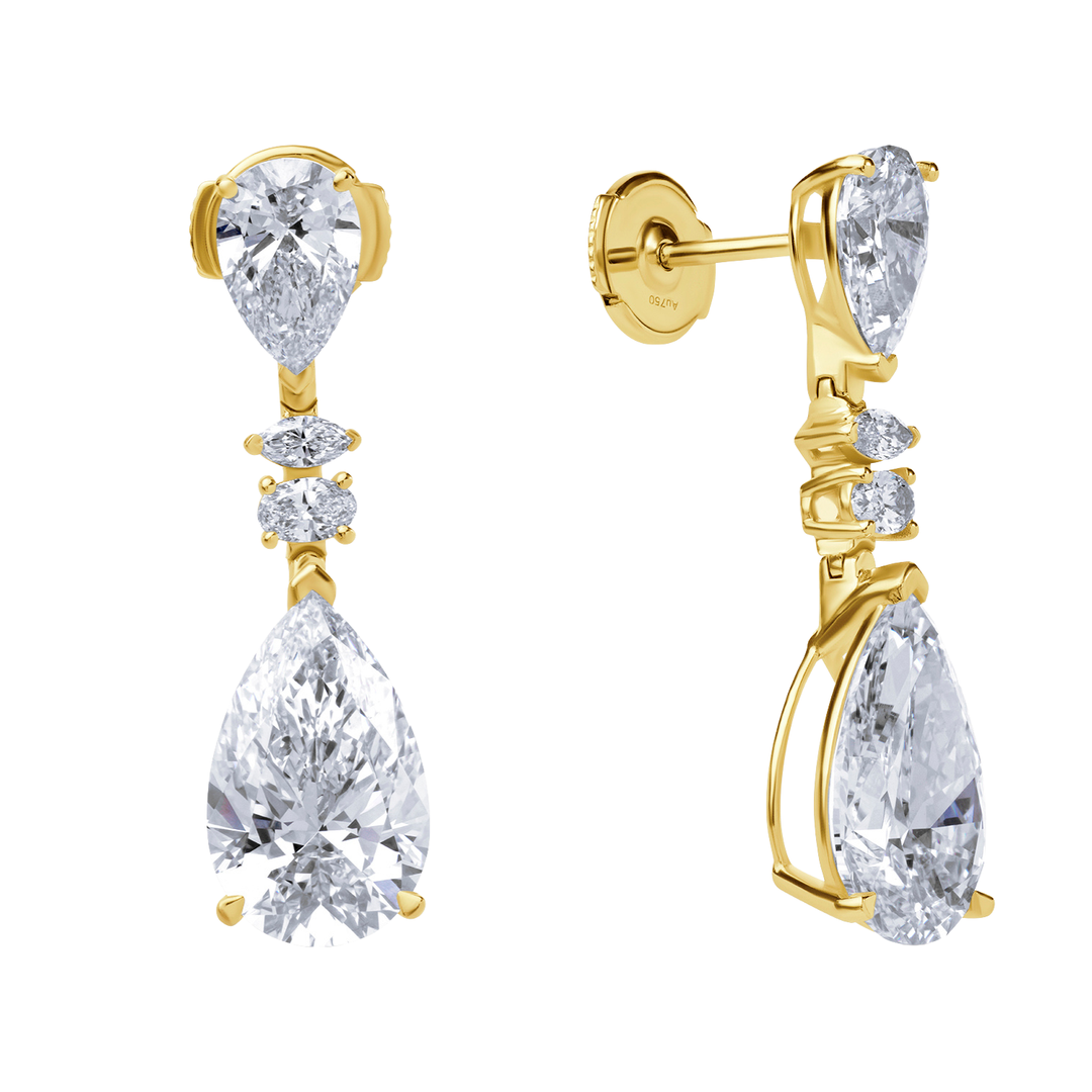 Drop Lab Diamond Earrings Pear with Marquise & Oval