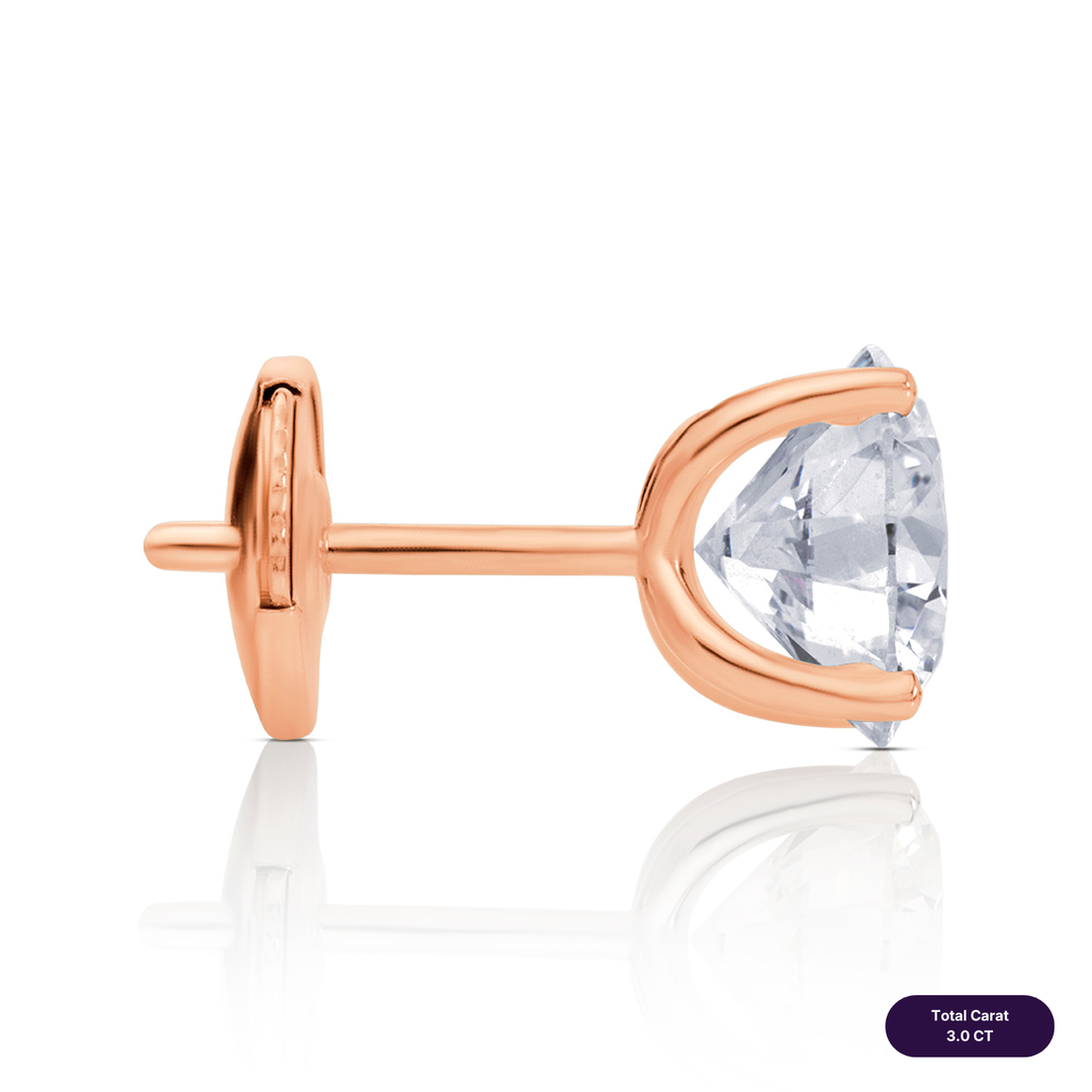 Solitaire Stud Lab Diamond Earrings Round