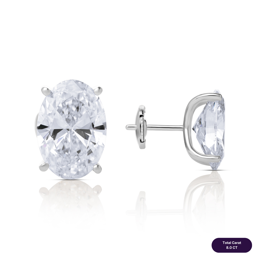 Solitaire Stud Lab Diamond Earrings Oval