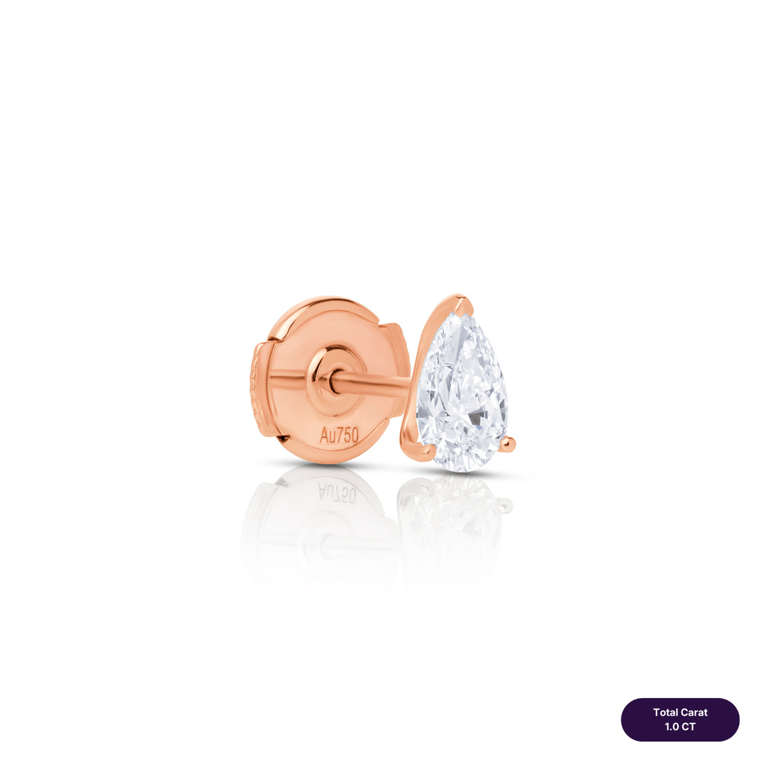 Solitaire Stud Lab Diamond Earrings Pear
