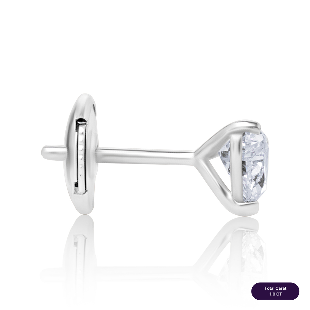 Solitaire Stud Lab Diamond Earrings Heart
