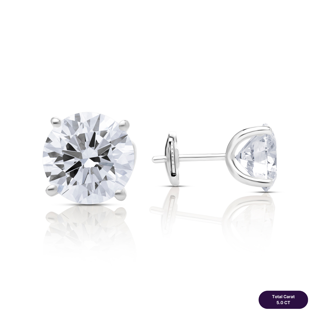 Solitaire Stud Lab Diamond Earrings Round