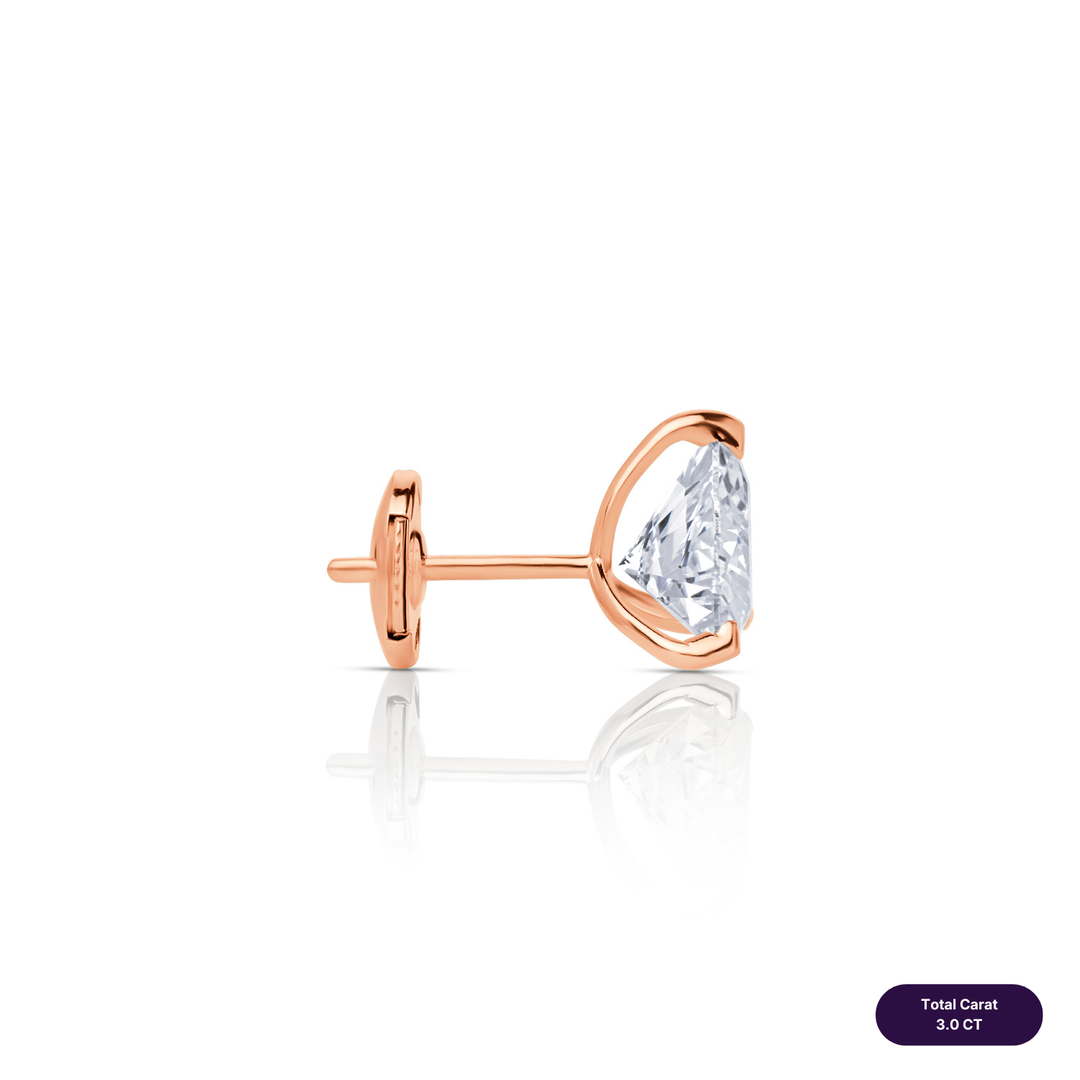 Solitaire Stud Lab Diamond Earrings Trilliant