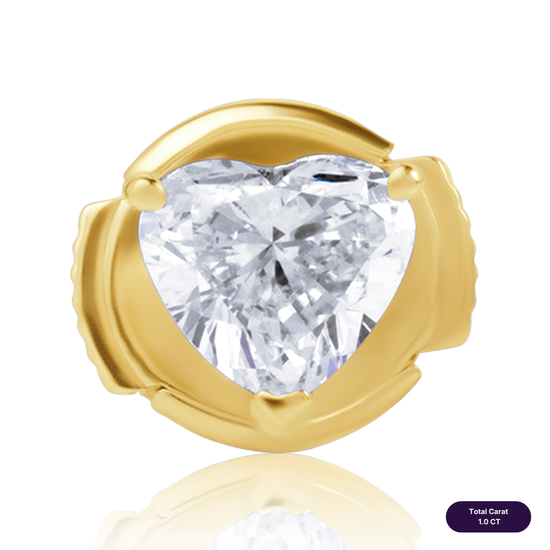 Solitaire Stud Lab Diamond Earrings Heart