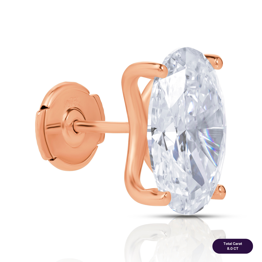 Solitaire Stud Lab Diamond Earrings Oval