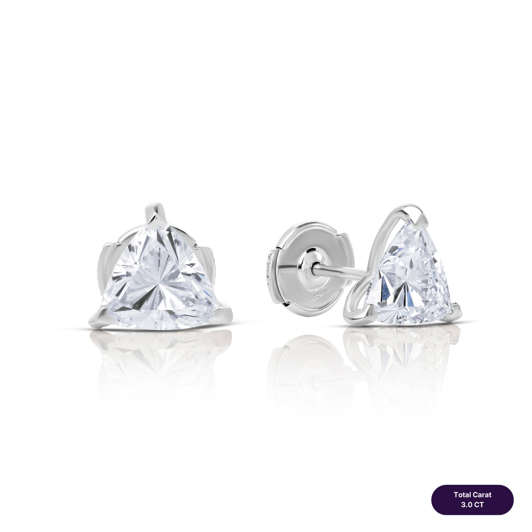 Solitaire Stud Lab Diamond Earrings Trilliant