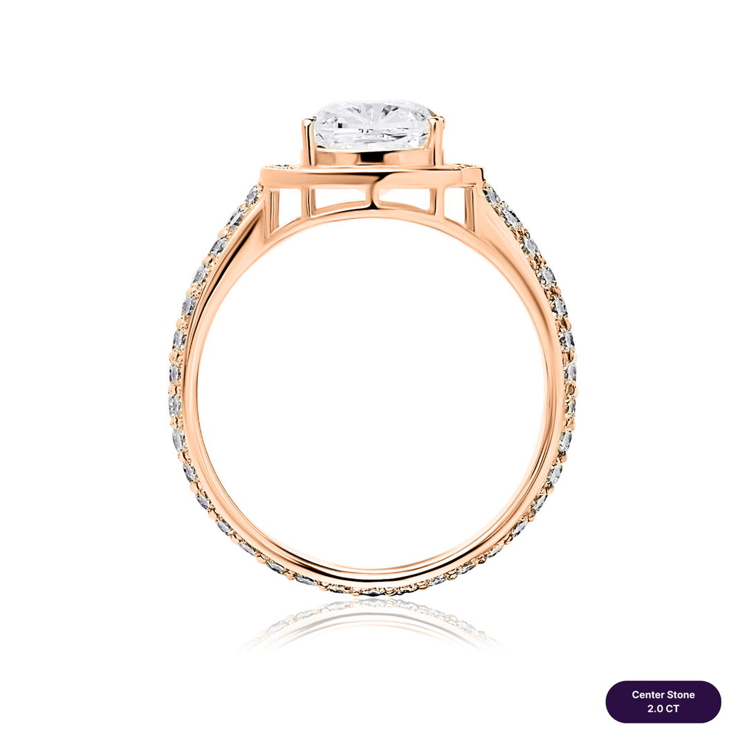 Solitaire Pave Lab Diamond Ring Square Cushion