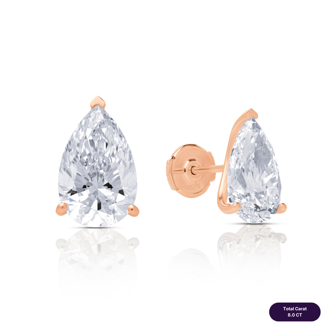Solitaire Stud Lab Diamond Earrings Pear