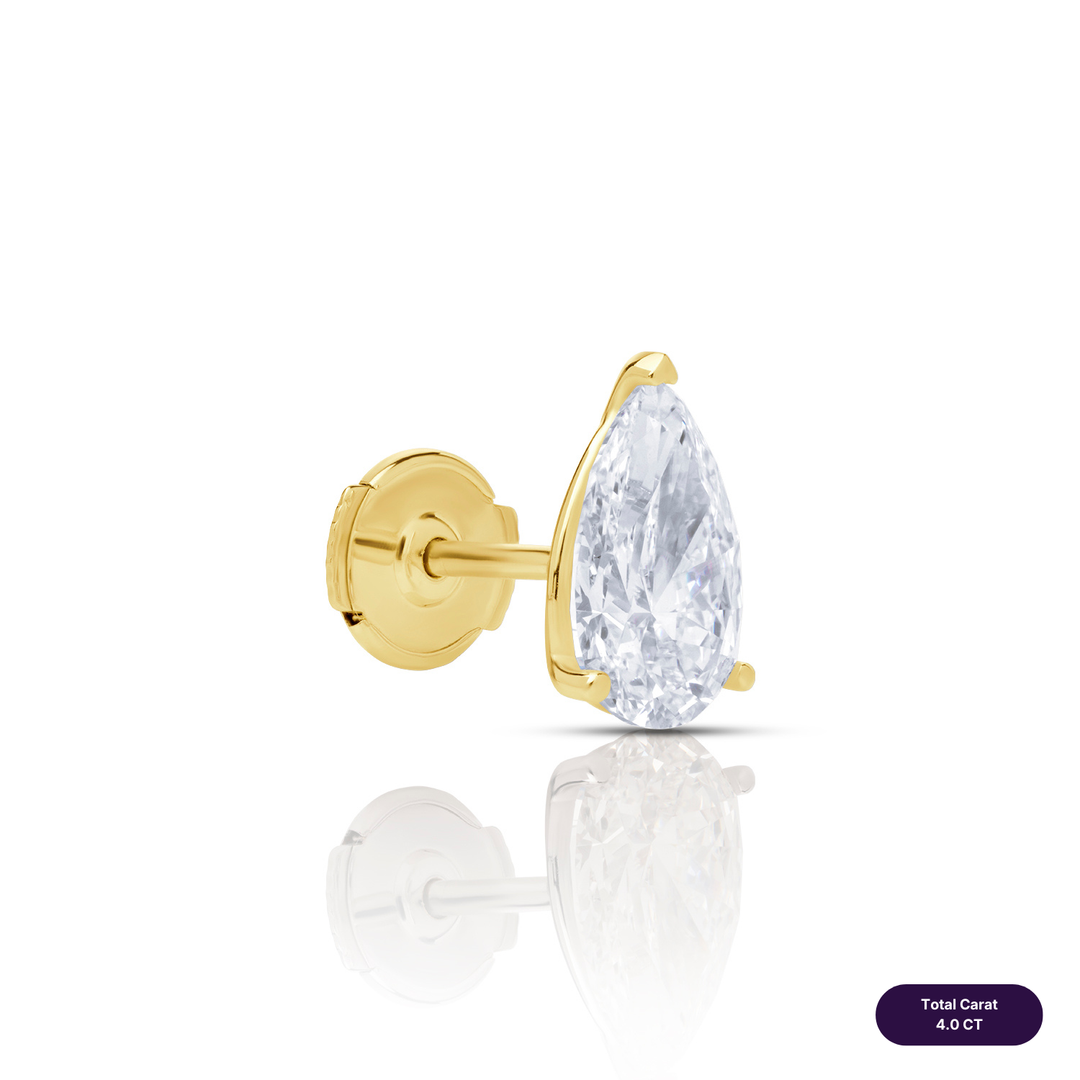 Solitaire Stud Lab Diamond Earrings Pear