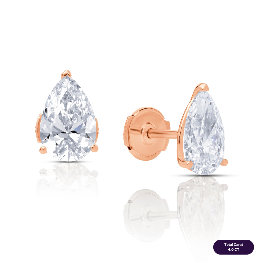 Solitaire Stud Lab Diamond Earrings Pear
