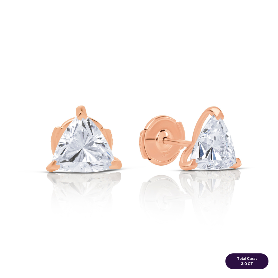 Solitaire Stud Lab Diamond Earrings Trilliant