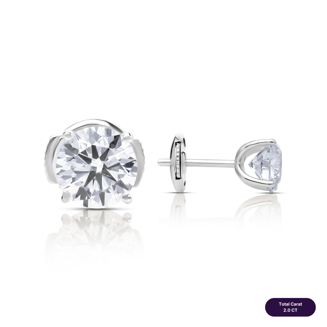 Solitaire Stud Lab Diamond Earrings Round
