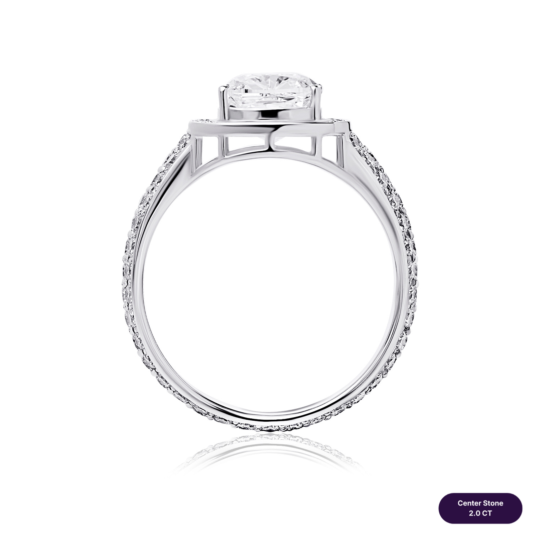Solitaire Pave Lab Diamond Ring Square Cushion