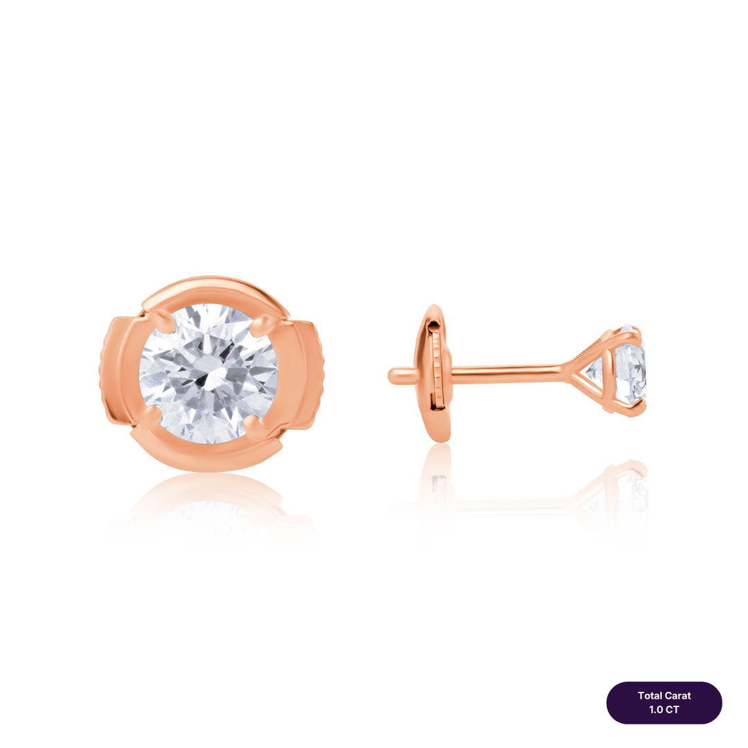 Solitaire Stud Lab Diamond Earrings Round