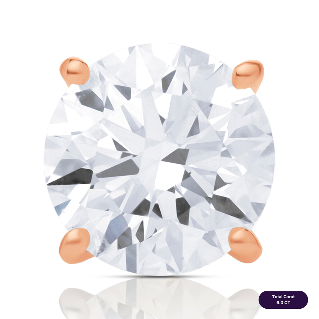 Solitaire Stud Lab Diamond Earrings Round