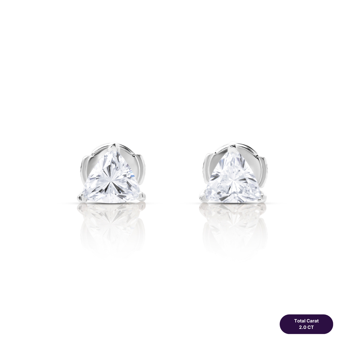 Solitaire stud lab diamond earrings trilliant