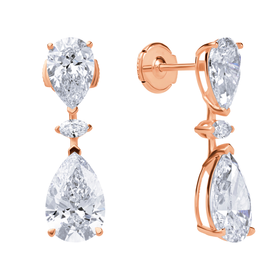 Drop Lab Diamond Earrings Pear with Marquise