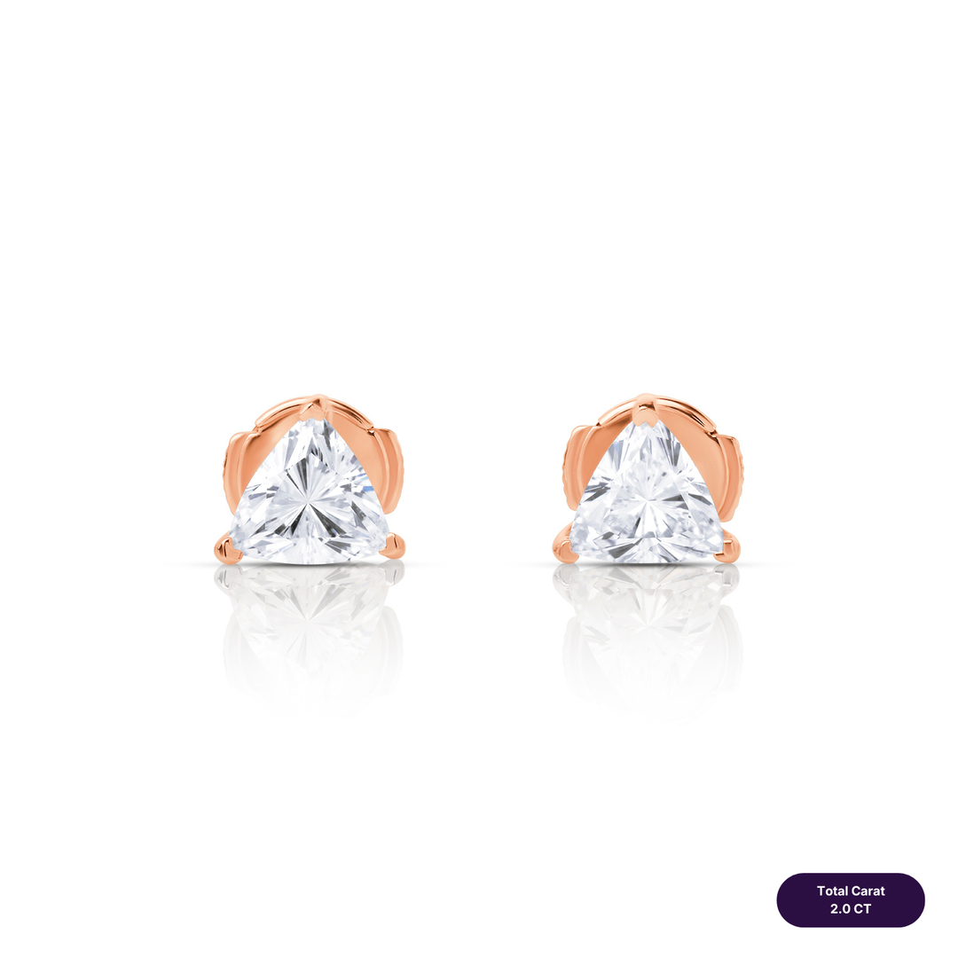 Solitaire Stud Lab Diamond Earrings Trilliant