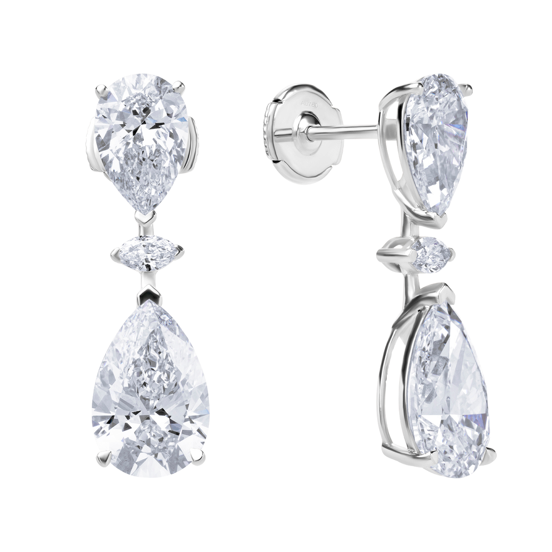 Drop Lab Diamond Earrings Pear with Marquise