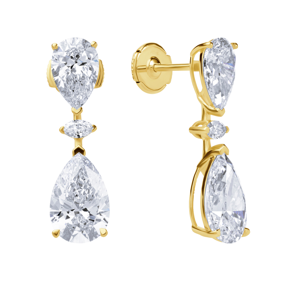 Drop Lab Diamond Earrings Pear with Marquise