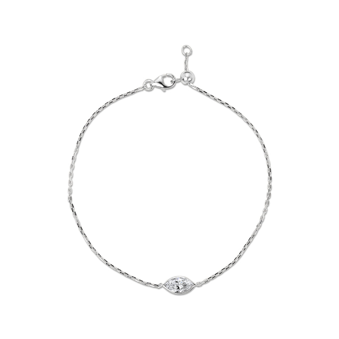 Solitaire Lab Diamond Bracelet Bezel Setting Marquise