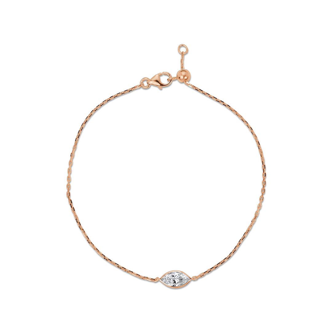 Solitaire Lab Diamond Bracelet Bezel Setting Marquise