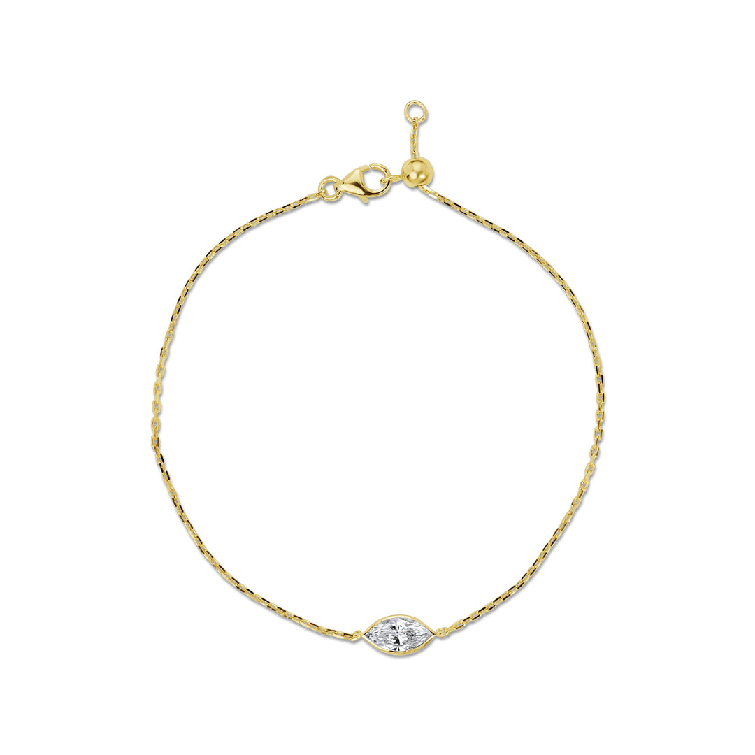 Solitaire Lab Diamond Bracelet Bezel Setting Marquise
