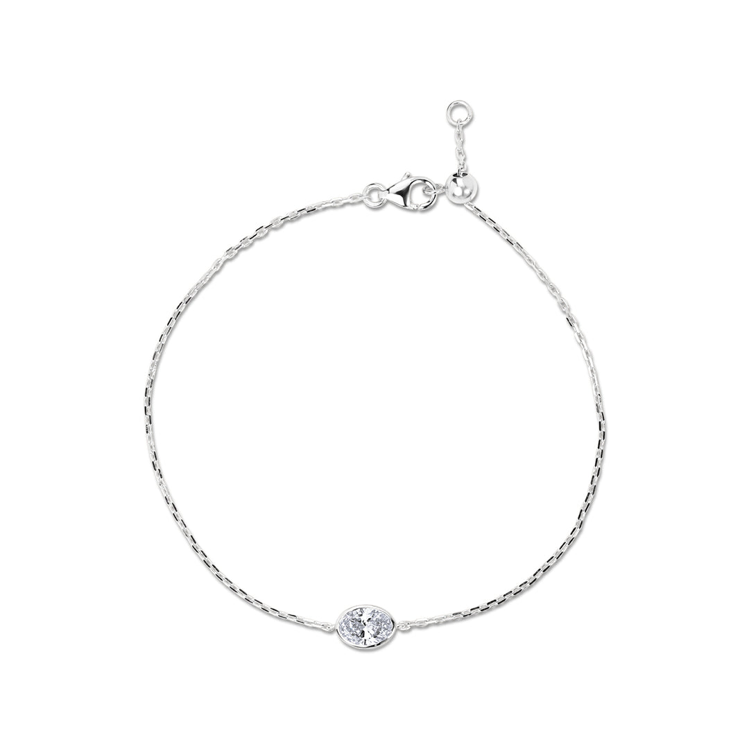 Solitaire Lab Diamond Bracelet Bezel Setting Oval