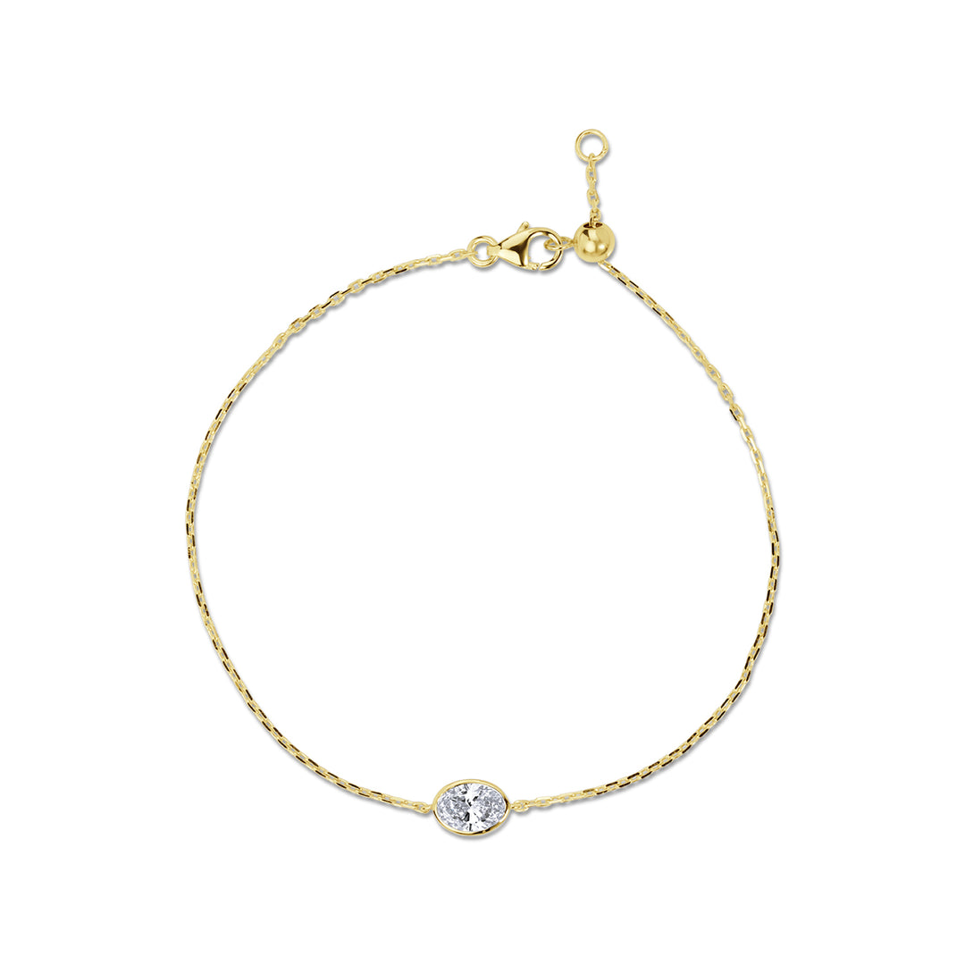 Solitaire Lab Diamond Bracelet Bezel Setting Oval