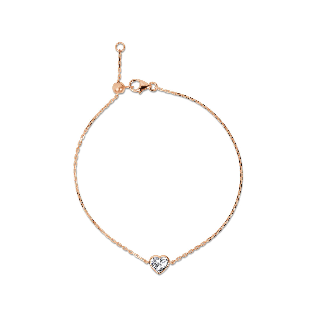 Solitaire Lab Diamond Bracelet Bezel Setting Heart