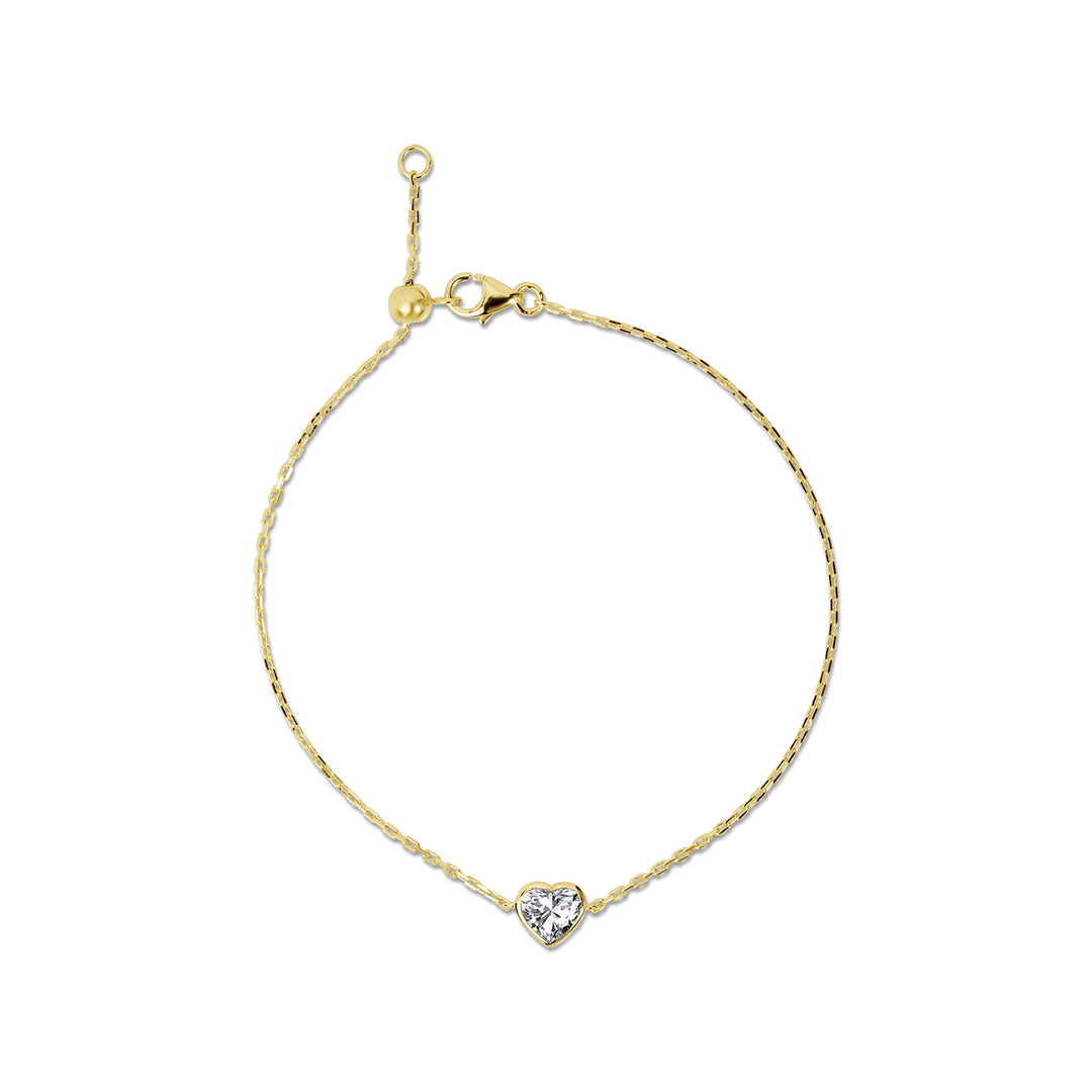 Solitaire Lab Diamond Bracelet Bezel Setting Heart