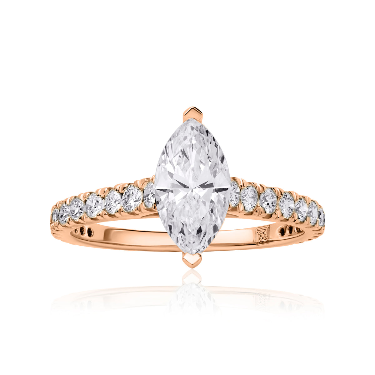 Solitaire pave lab diamond ring marquise 1
