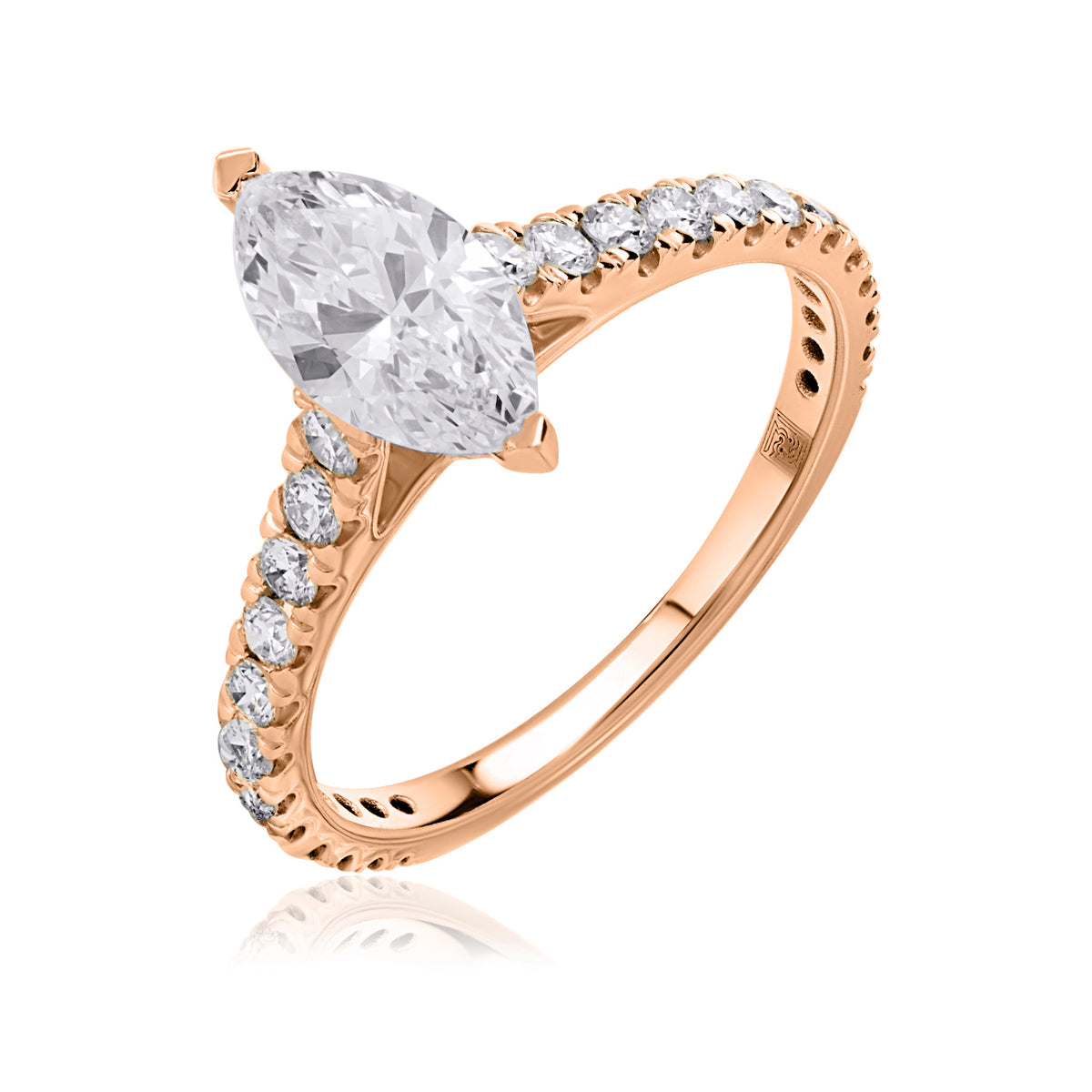 Solitaire pave lab diamond ring marquise 1
