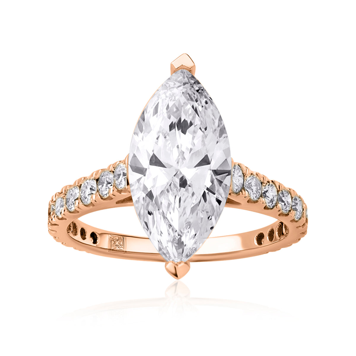 Solitaire pave lab diamond ring marquise 3