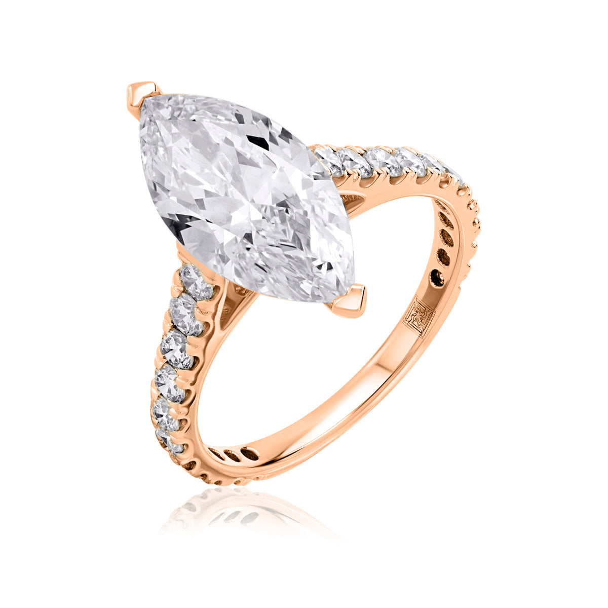 Solitaire pave lab diamond ring marquise 3