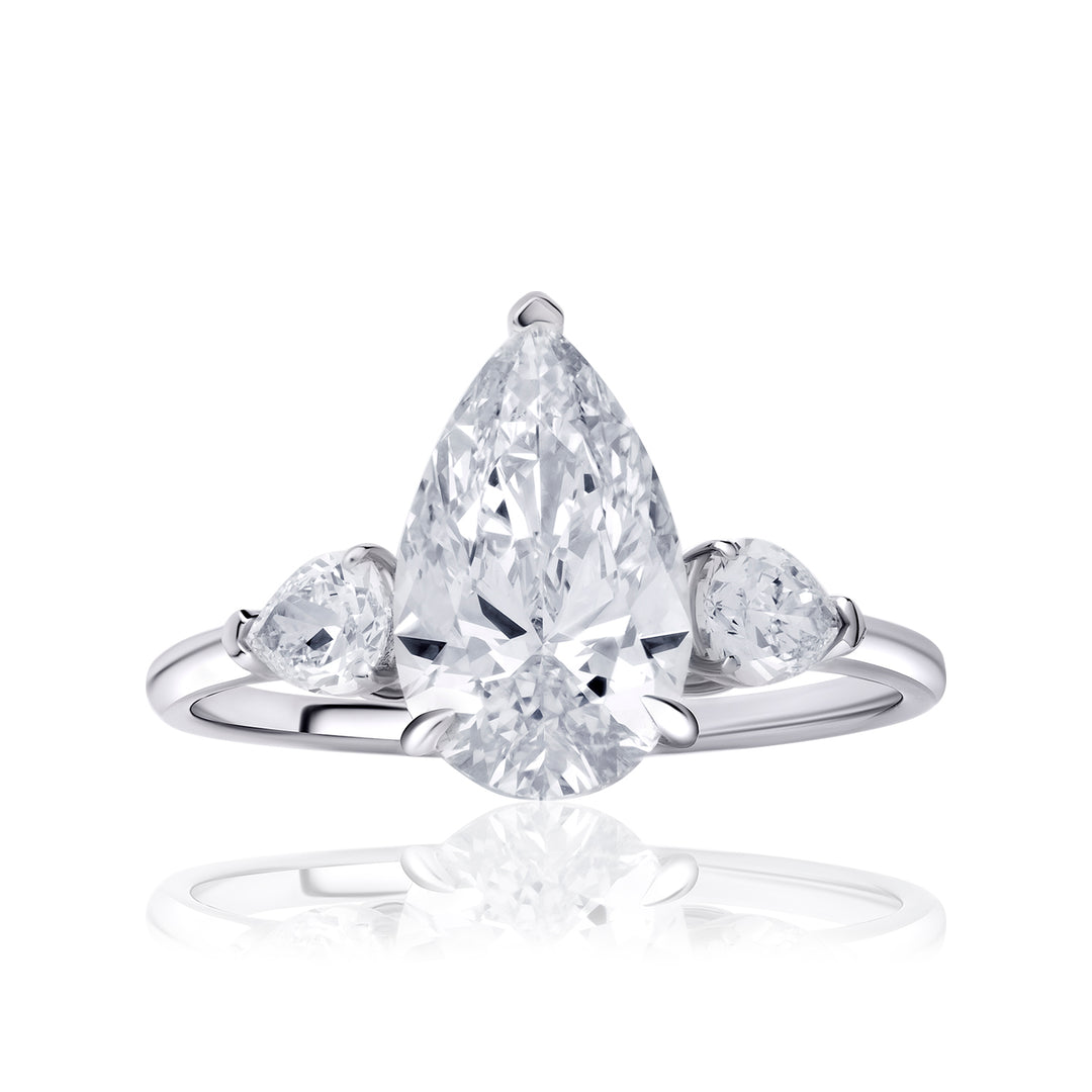Three-Stones Lab Diamond Ring Pear 2.0 CT