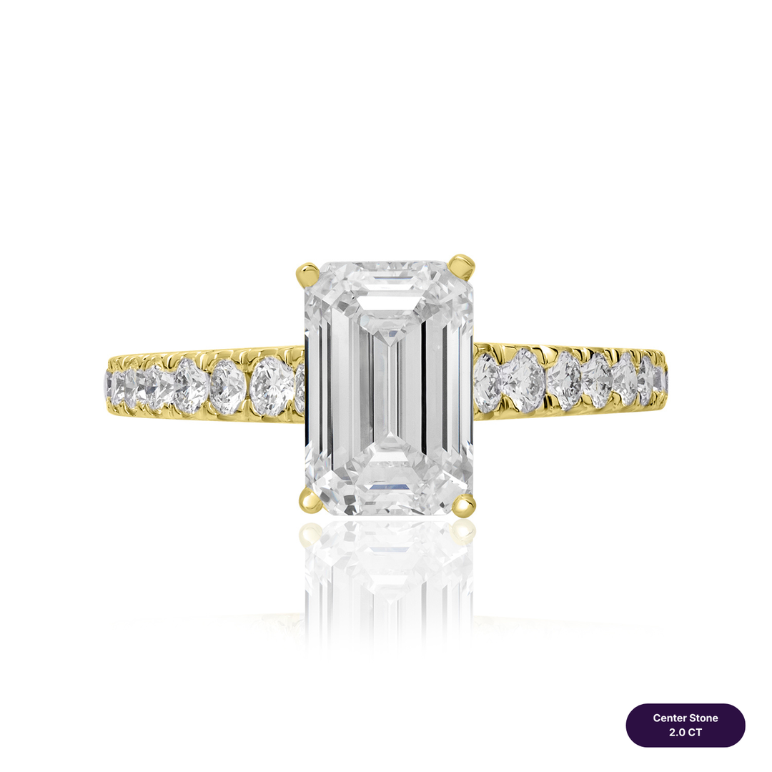 Solitaire Pave Lab Diamond Ring Emerald