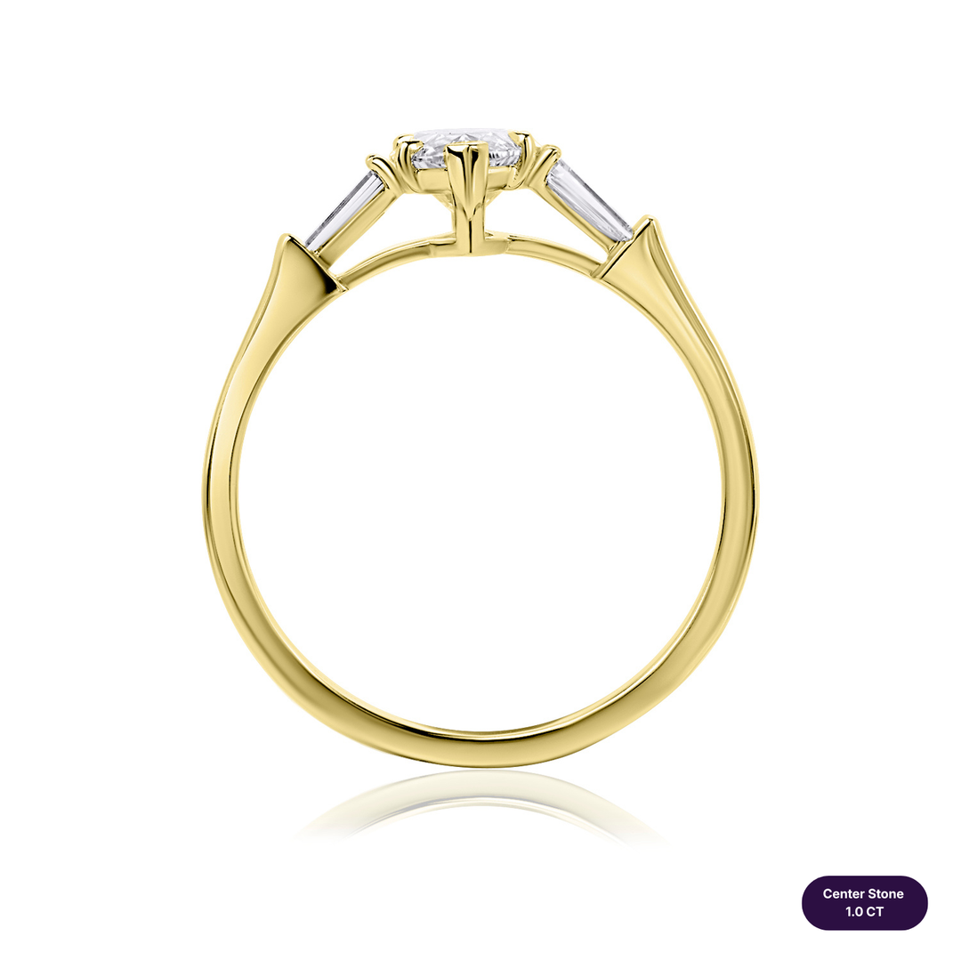 Three-Stones Lab Diamond Ring Marquise with Tapered