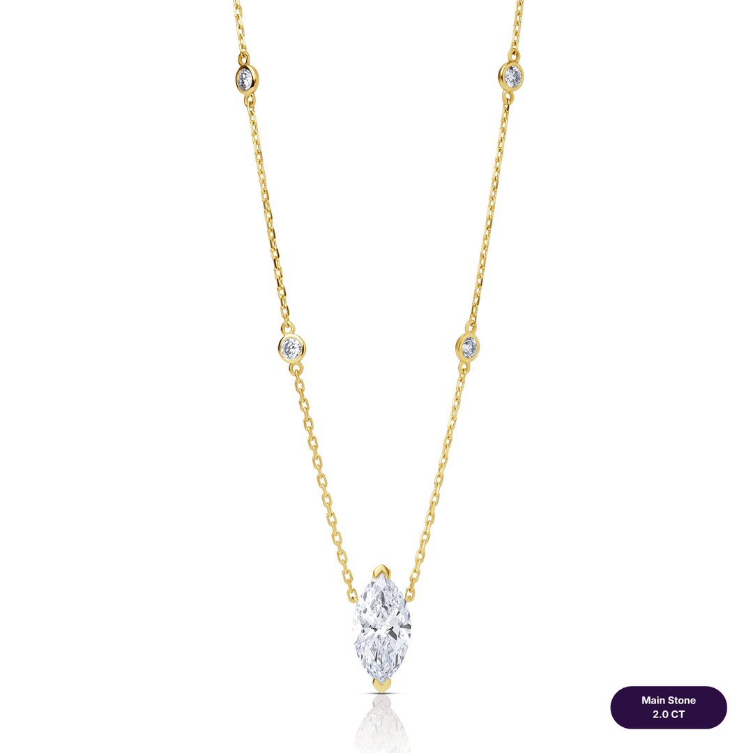 Solitaire Lab Diamond Necklace Marquise with Round