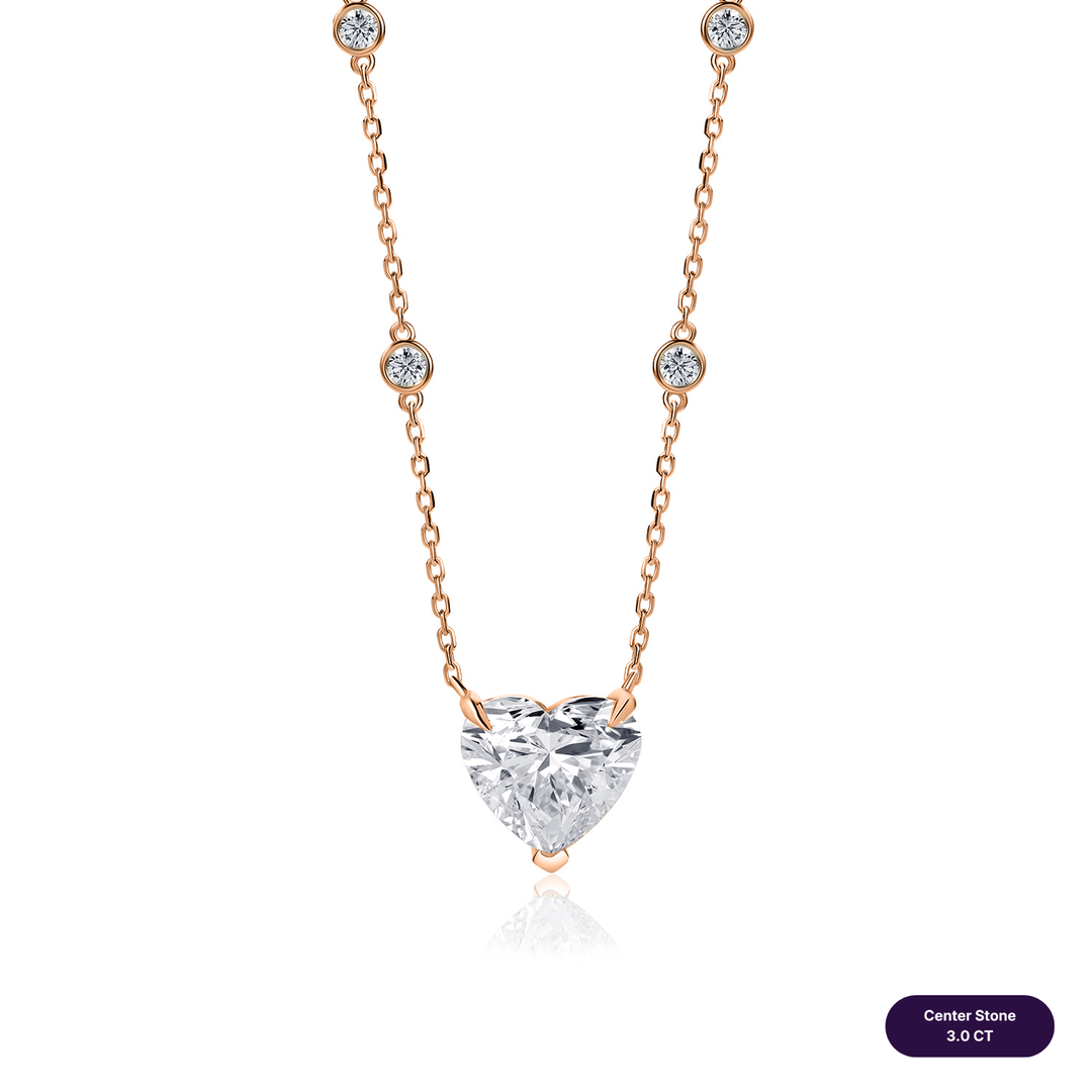 Solitaire Lab Diamond Necklace Heart with Round