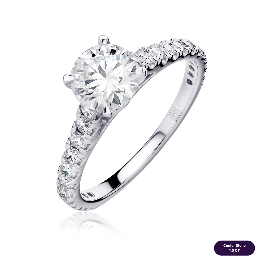 Solitaire Pave Lab Diamond Ring Round