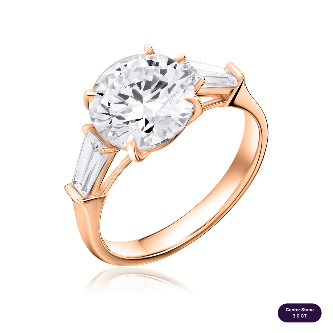 Three-Stones Lab Diamond Ring Round with Tapered