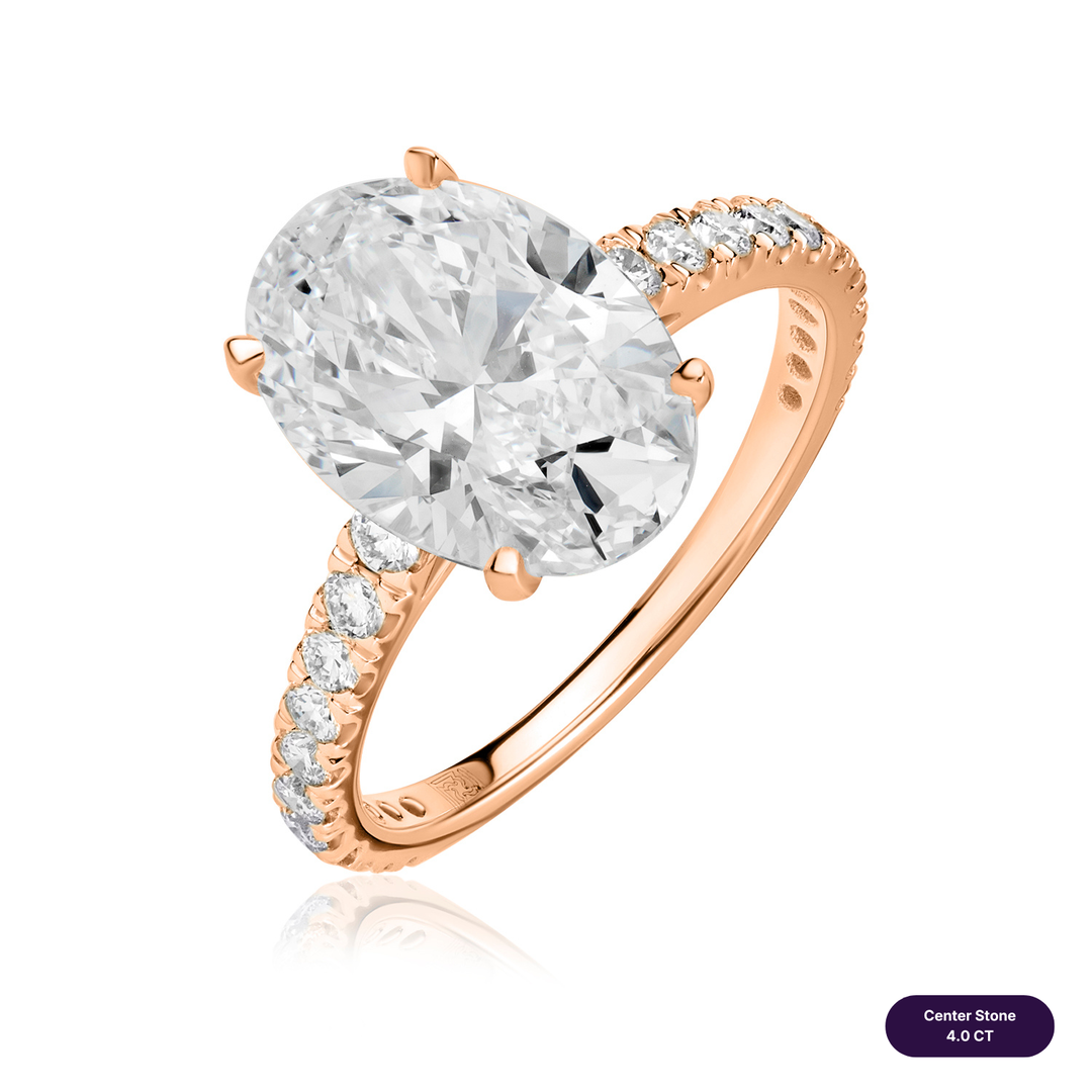 Solitaire Pave Lab Diamond Ring Oval