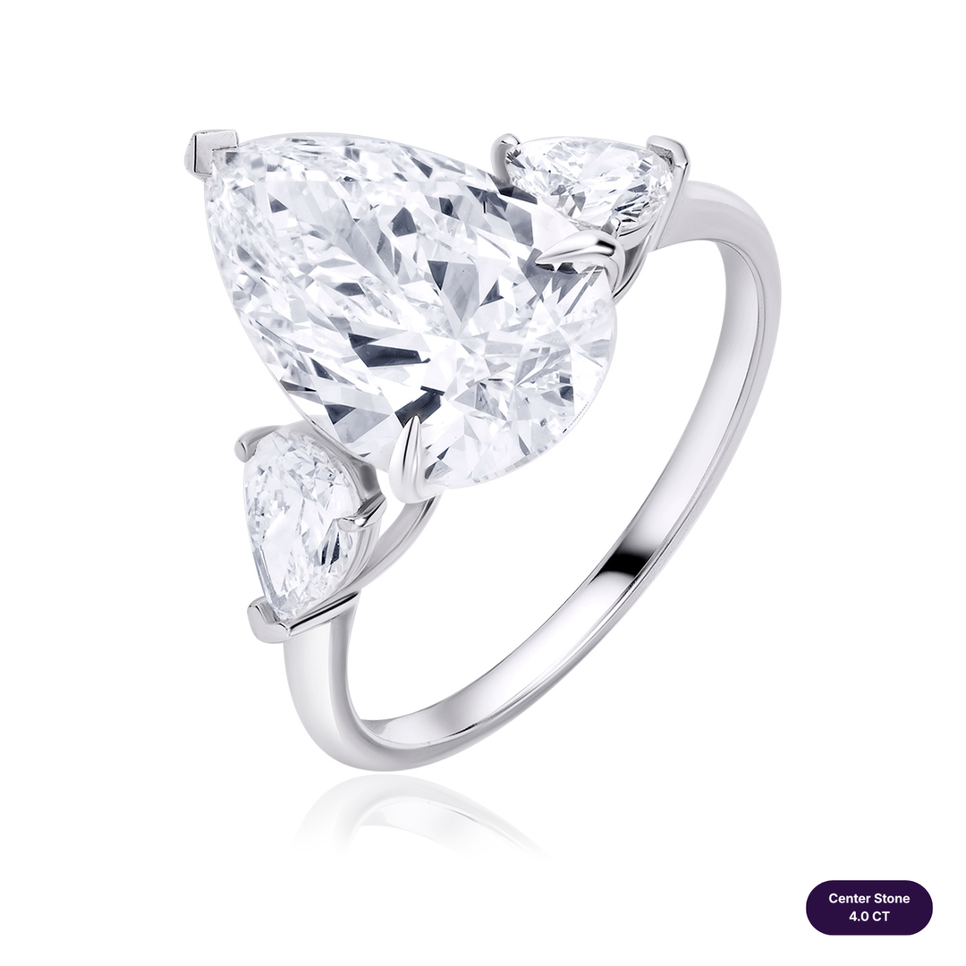 Three-Stones Lab Diamond Ring Pear