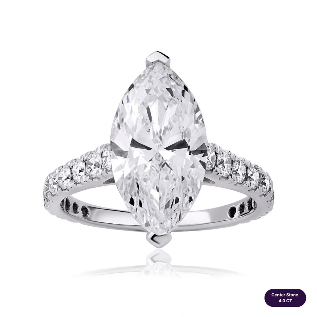 Solitaire Pave Lab Diamond Ring Marquise