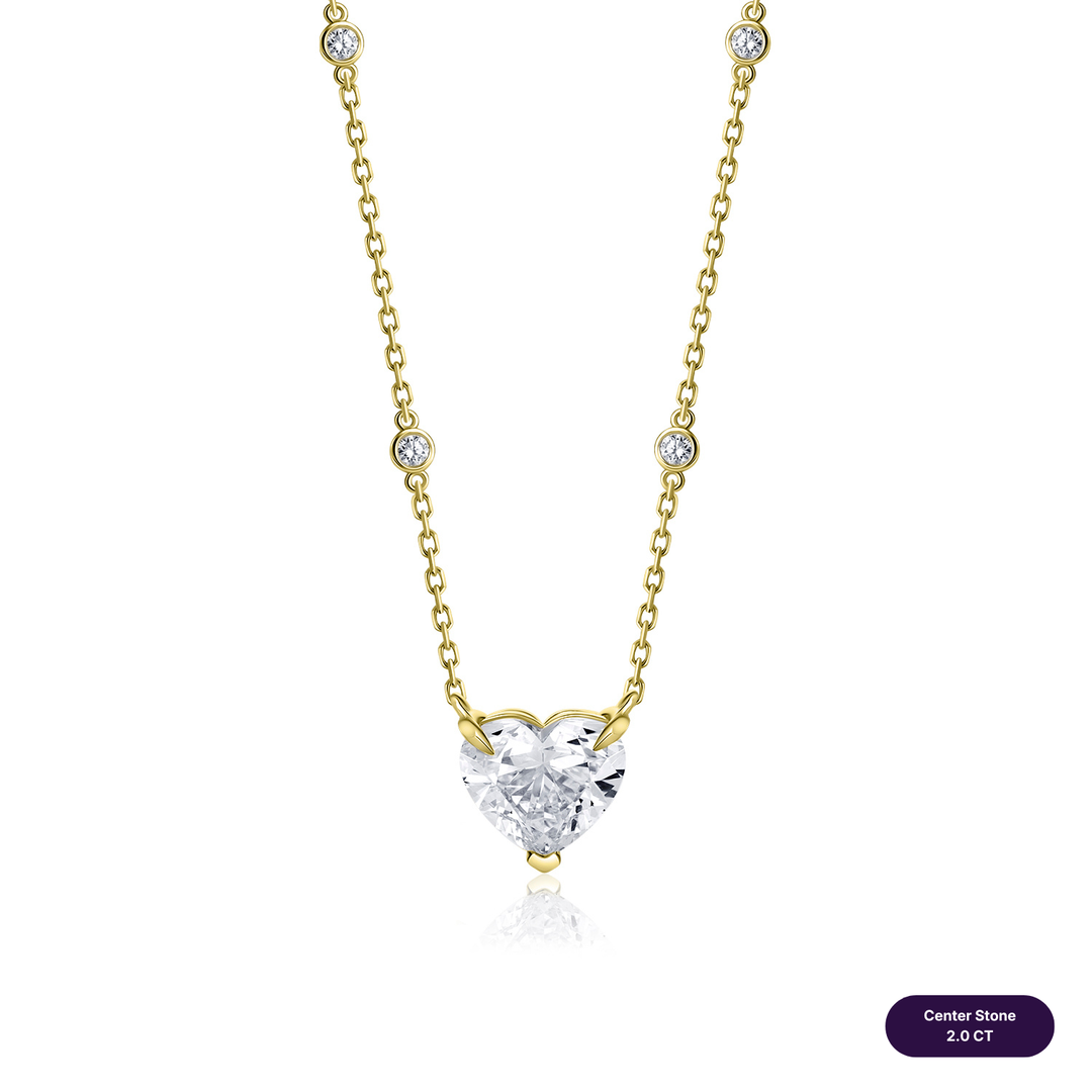 Solitaire Lab Diamond Necklace Heart with Round